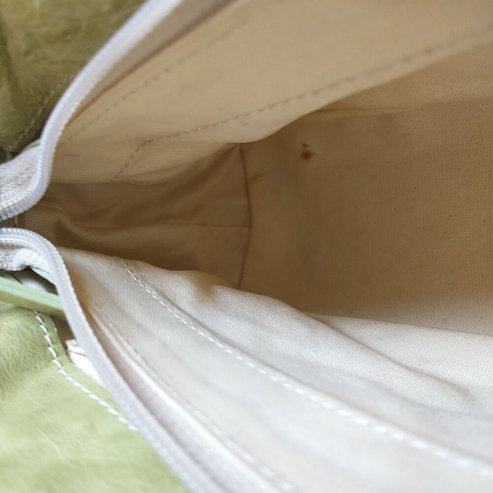 Roberto Gandolfi Leather Handbag Lime Green Bow 5.5x11x4" *READ - Picture 10 of 11